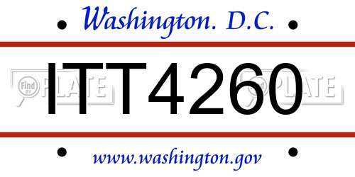 ITT4260 District Of Columbia License Plate