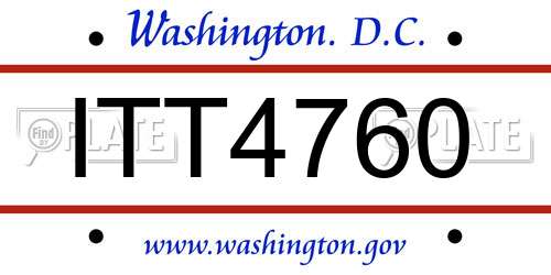 ITT4760 District Of Columbia License Plate