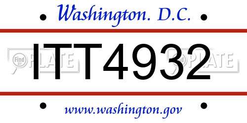 ITT4932 District Of Columbia License Plate