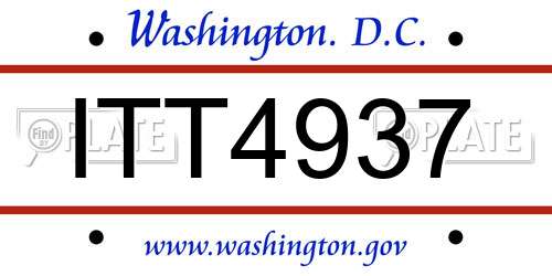 ITT4937 District Of Columbia License Plate