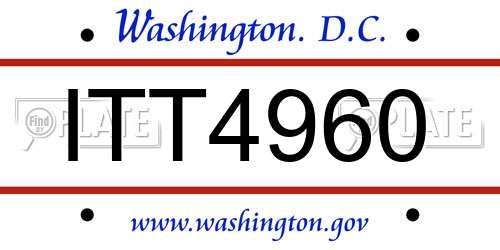 ITT4960 District Of Columbia License Plate