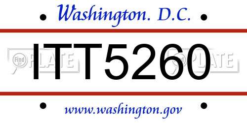 ITT5260 District Of Columbia License Plate