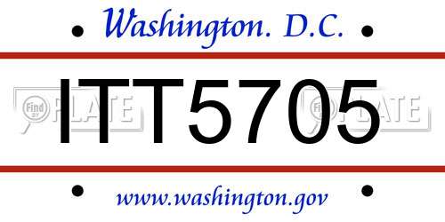 ITT5705 District Of Columbia License Plate