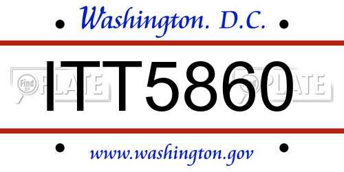 ITT5860 District Of Columbia License Plate