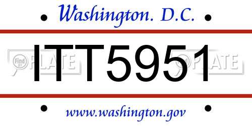 ITT5951 District Of Columbia License Plate