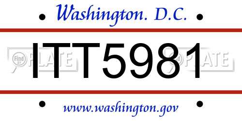 ITT5981 District Of Columbia License Plate