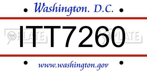 ITT7260 District Of Columbia License Plate
