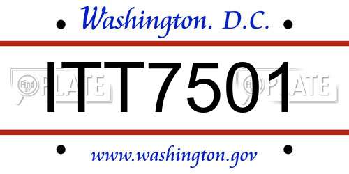 ITT7501 District Of Columbia License Plate