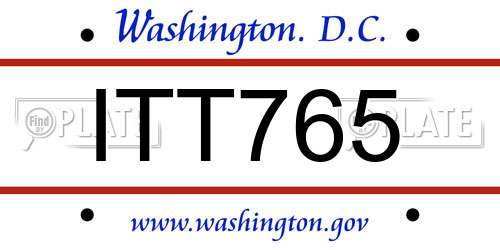 ITT765 District Of Columbia License Plate