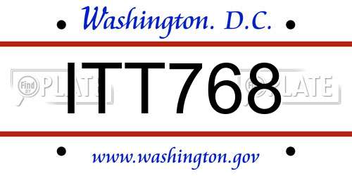 ITT768 District Of Columbia License Plate