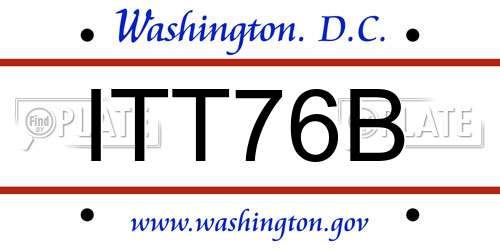 ITT76B District Of Columbia License Plate