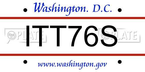 ITT76S District Of Columbia License Plate