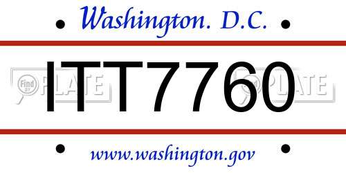 ITT7760 District Of Columbia License Plate