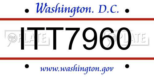 ITT7960 District Of Columbia License Plate