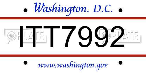 ITT7992 District Of Columbia License Plate