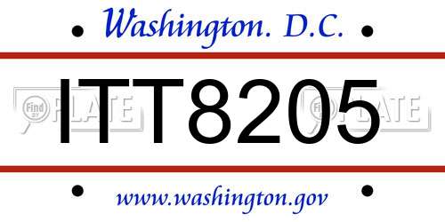 ITT8205 District Of Columbia License Plate