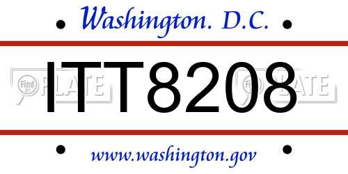 ITT8208 District Of Columbia License Plate