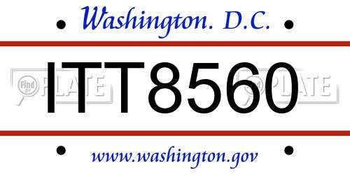 ITT8560 District Of Columbia License Plate