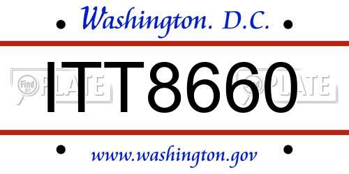 ITT8660 District Of Columbia License Plate