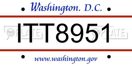 ITT8951 District Of Columbia License Plate