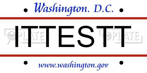 ITTESTT District Of Columbia License Plate