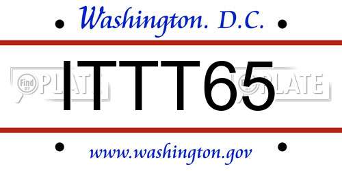 ITTT65 District Of Columbia License Plate