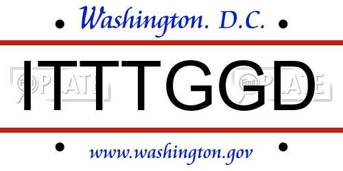 ITTTGGD District Of Columbia License Plate