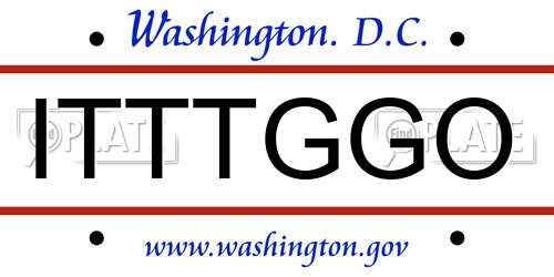 ITTTGGO District Of Columbia License Plate