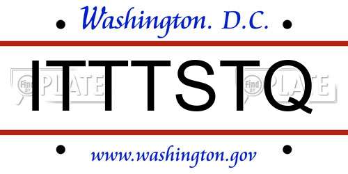 ITTTSTQ District Of Columbia License Plate
