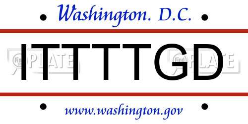 ITTTTGD District Of Columbia License Plate
