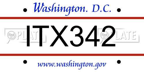 ITX342 District Of Columbia License Plate