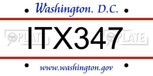 ITX347 District Of Columbia License Plate