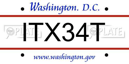ITX34T District Of Columbia License Plate