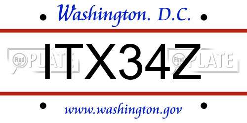 ITX34Z District Of Columbia License Plate