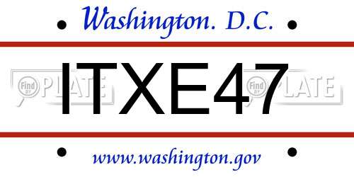 ITXE47 District Of Columbia License Plate