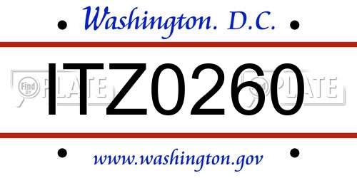 ITZ0260 District Of Columbia License Plate