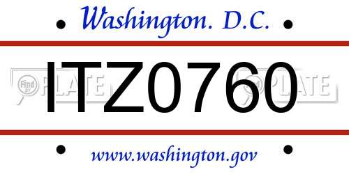 ITZ0760 District Of Columbia License Plate