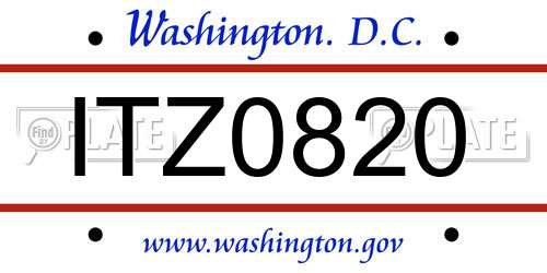 ITZ0820 District Of Columbia License Plate