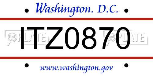 ITZ0870 District Of Columbia License Plate