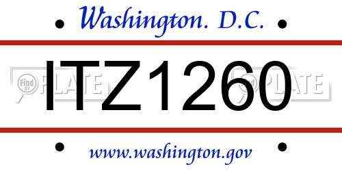 ITZ1260 District Of Columbia License Plate