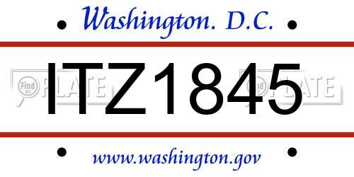 ITZ1845 District Of Columbia License Plate
