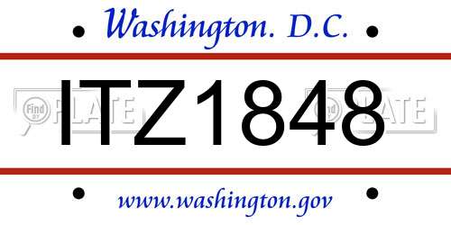 ITZ1848 District Of Columbia License Plate