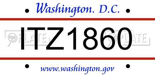 ITZ1860 District Of Columbia License Plate