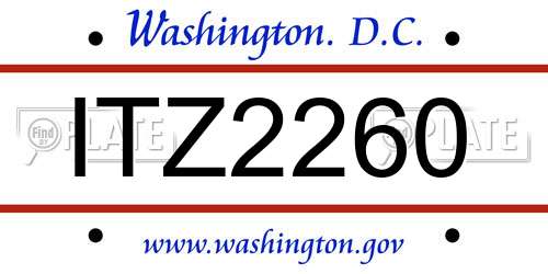 ITZ2260 District Of Columbia License Plate
