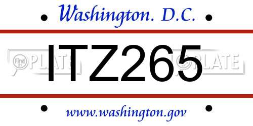 ITZ265 District Of Columbia License Plate