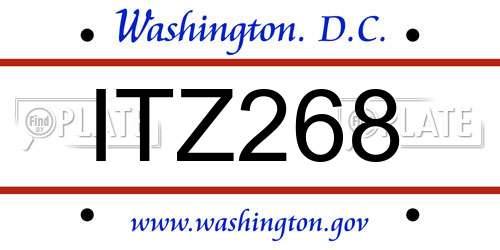 ITZ268 District Of Columbia License Plate