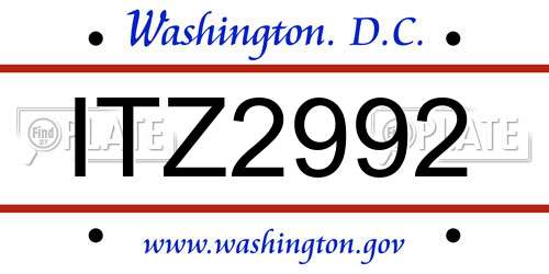 ITZ2992 District Of Columbia License Plate