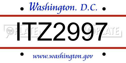 ITZ2997 District Of Columbia License Plate