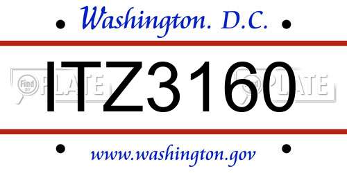 ITZ3160 District Of Columbia License Plate
