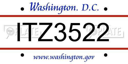 ITZ3522 District Of Columbia License Plate